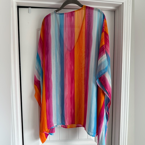 Women’s Large Palms Away Bright Striped‎ Shirt - Picture 2 of 6